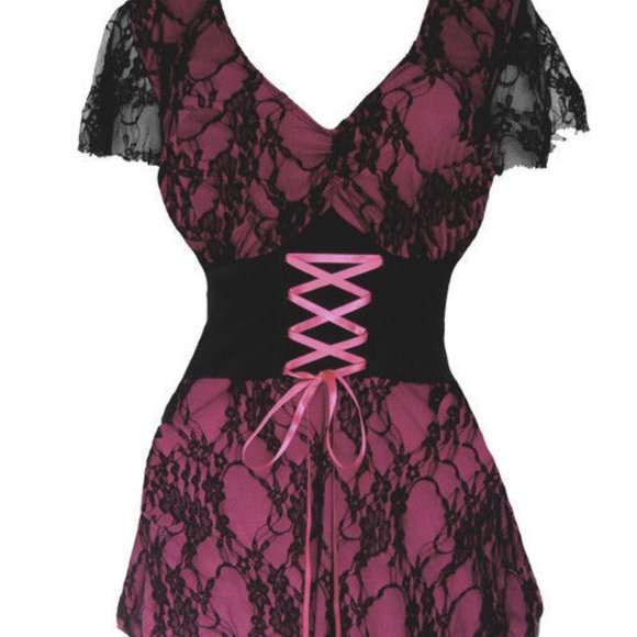 Dare to Wear 4X Pink Sweetheart Lace-Up Top - Picture 2 of 11